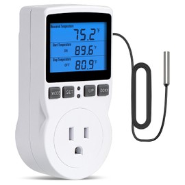 INKBIRDPLUS Plug in Thermostat Temperature Controller Digital Thermostat Outlet Heating Cooling Control Timer 1800W 110V 15A Backlit Display