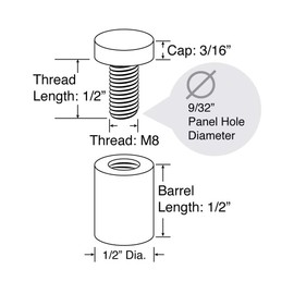 Stainless Steel Standoff 1/2 Inch Diameter x 1/2 Inch Barrel Length Brushed Finish for PVC, Glass and Acrylic Sign Stand Off Wall Anchors and Screws 2 Piece Small Sign Pack