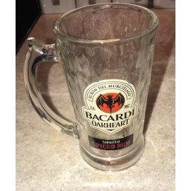 Bacardi Oakheart Rum Stein-14 oz Beer Mugs, Heavy Glass Drinking Stein