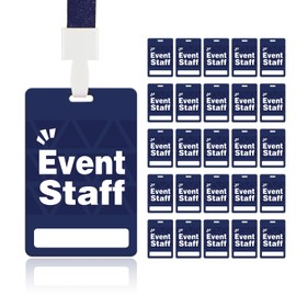 Event Staff Lanyards 25pcs- Reusable & Flexible PVC ID Badges for Office, School, Events，Durable Anti-Bend Plastic Cards for Exhibition Guests by OSTENBIG (Blue)