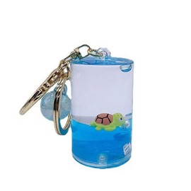 KUPOOL Drift Bottle Keychain Cute Floating Bottle Sea Turtle Keyring Creative Cylinder Key Ring Car Chain Women Men Bag Pendant Key Chains Gifts