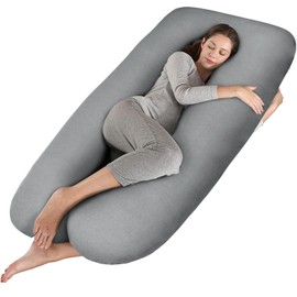 Elyxen Pregnancy Pillow Cover - U Shaped Pillow Case - Maternity Body Pillow Cover - Removable Soft Cotton Cover for Ultimate Comfort (Grey)