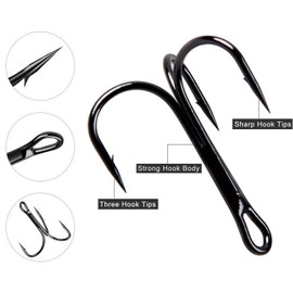 130pcs Treble Fishing Hook Set Assorted Color Fishing Hooks Round Bend High Carbon Steel Classic Hooks Saltwater Lure Bait Fishing Gift Gear Tackle Box Kit