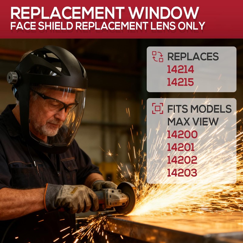 FYSCEMZZ 14215 MAX VIEW Series Replacement Window Face Shield Visor,