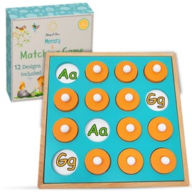 Story & Sun Memory Matching Game with 12 Designs. Wooden Memory Games for Kids Ages 4-8. Toddler Matching Game, Memory Game and Concentration Game for 1 or 2-4 Players.