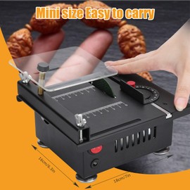 Mini Table Saw, Multi Functional Precision Saw with Engraving Cutting Grinding Engraving Drilling 7 Speed Adjustable 4 Blades Included