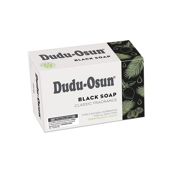 Dudu-Osun - Classic 1 x 150 g | Black Soap with Safety Code for Authenticity | African Black Soap | Camping, Shower, Shaver, Face Soap | [150 g]