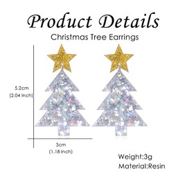 FUTIMELY Christmas Tree Earrings for Women,Colourful Acrylic Dangling Earring Christmas Theme Earrings Great Christmas Jewelry Holiday Gifts (White)