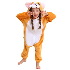 SimZoo Kids Animal Pajamas, 3-13 Years Boy and Girls Bulldog Cosplay Costume Sleepwear, One-Piece Unisex Homewear