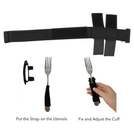 2 Pieces Spoon, Fork, Cuff, Utensil Holder, Adjustable Strap for Older Adults, Holding Cutlery, Eating Aid, Adaptive Utensil Holder