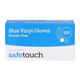 Safetouch Vinyl Examination Powder Free Gloves Large Blue 100 units