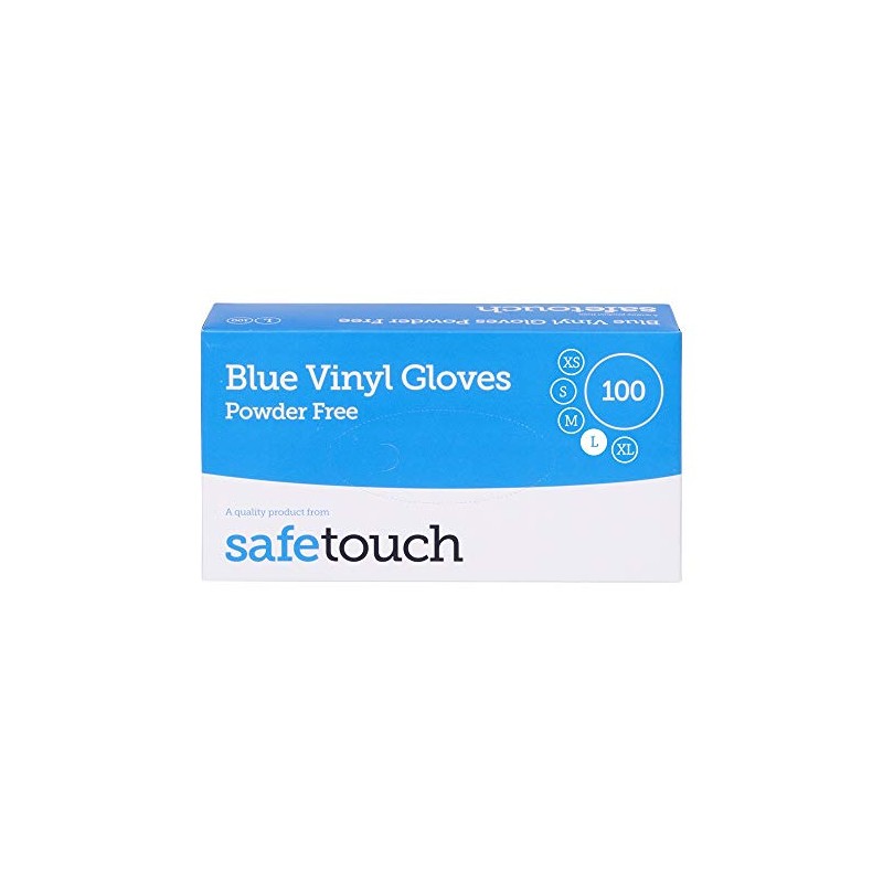 Safetouch Vinyl Examination Powder Free Gloves Large Blue 100 units