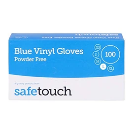 Safetouch Vinyl Examination Powder Free Gloves Large Blue 100 units