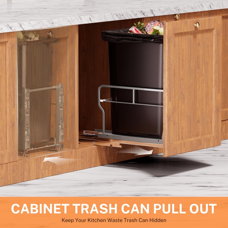 YJHome Pull Out Trash Can Under Cabinet with 31Qt 8Gal