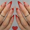 Valentines Day Press on Nails Medium Almond French Tip Fake