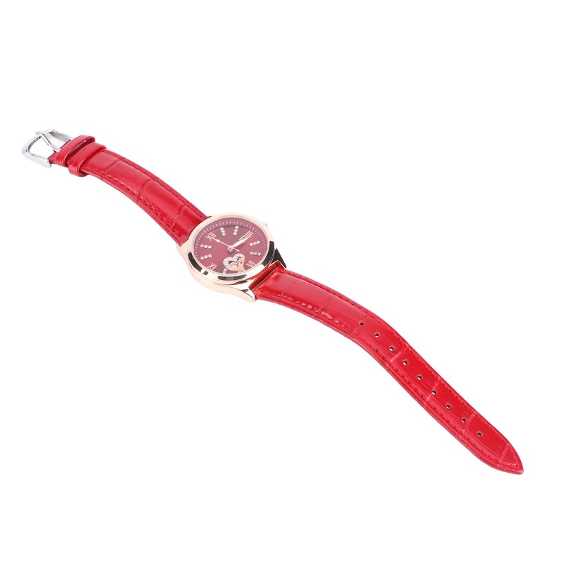 Women Watch Wine Red Mechanical Watch Luminous Waterproof Hollow Heart