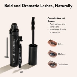 Juwel Cosmetics XL Black Mascara, Volumizing and Lengthening Mascara, Long-Wear Waterproof High-definition mascara with Carnauba Wax and Beeswax, pH Balanced for Sensitive Eyes, Paraben-free, 10ml