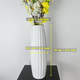 TDIAVH White Ceramic Flower Vase,12 Inch Tall Modern Textured Vases for Farmhouse,Shelf,Table Centerpieces,Home Decor,Living Room Decorations Minimalist Large Pattern Vase for Pampas Grass Flower