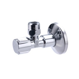 Schell Comfort 049170699 Corner Adjustment Valve Angle Valve Comfort 1/2 Inch DIN Angle Adjustment Valve with Handle, Self-Sealing Connection Thread, Long Shaft, Rosette 54 mm, Chrome Surface, 49170699