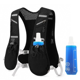 Running Vest Women Men with Water Bottle, Adjustable Chest Straps, Hydration Backpack Vest, Ultralight Reflective Running Vest with 250 ml Water Bottle, for Running, Cycling, Outdoor