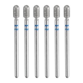 sourcing map 6pcs 120-140 Grits Diamond Grinding Bit 3.5mm Cylindrical Ball Head 2.35mm Shank 3.5mm Length Stone Sanding Drill Bits Rotary Tool for Ceramic Glass Nails Grinding Polishing, Blue