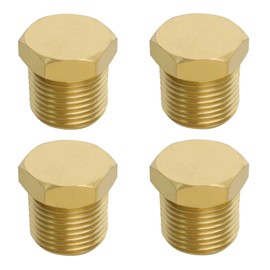 Be In Your Mind Pack of 4 1/4 Inch NPT Male Thread Brass Pipe Plugs Hexagonal Outer Head Socket Connector for Blocking Intake Manifold Water Connections Water Pumps Connections Gold