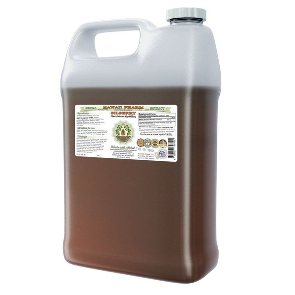 Hawaii Pharm Bilberry Alcohol-Free Liquid Extract, Organic Bilberry (Vaccinium myrtillus) Dried Leaf Glycerite Natural Herbal Supplement 64 oz
