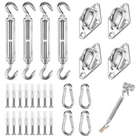 Slzhds 4 Pcs Kit Montaje Toldos Vela, M6 Tensores para Toldos Vela Mosquetones Anclajes Kit Toldo Vela Rectangular Triangular, Soporte Toldo Vela Kit Montaje Toldos para Exterior Terraza Jardin