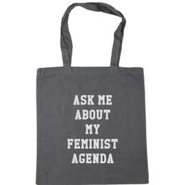 Hippowarehouse Ask me about my feminist agenda Tote Shopping Gym Beach Bag 42cm x38cm, 10 litres