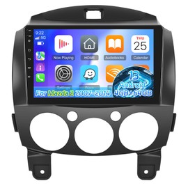 [4+64G] NHOPEEW for Mazda 2 2007-2014 Android Car Radio with Wireless Carplay and Android Auto - 9 Inch 1280 * 720 HD Touch Screen Car Stereo - 32EQ / WiFi/GPS/SWC/Bluetooth + AHD Backup Camera
