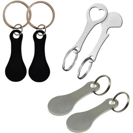 1Pair Silver Shopping Trolley Token Stainless Steel Key Ring DIY Shopping Trolley Tokens Couple Keychains Decor Key Hook Coin Holder Keyrings Shopping Baskets and Carts Retail Fixtures and Equipment