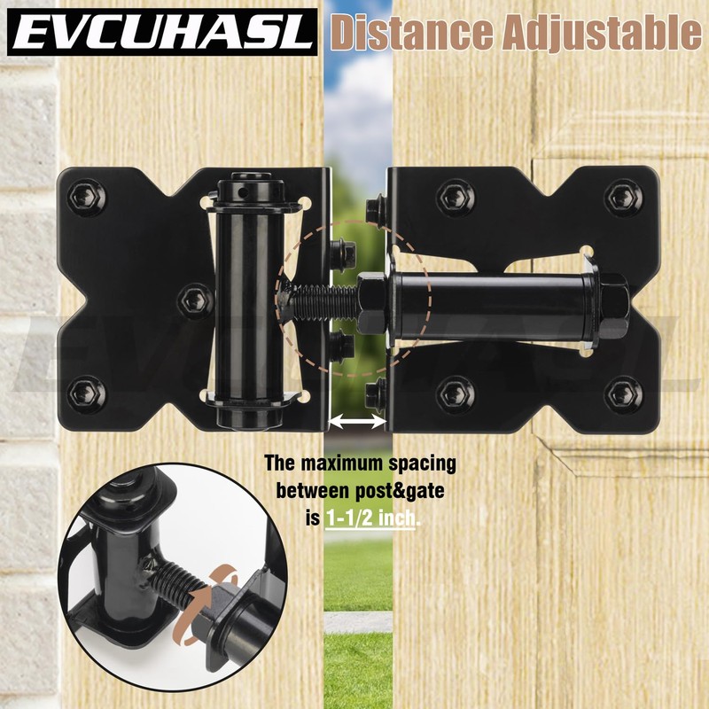 Self Closing Gate Hinges Heavy Duty for Vinyl/Wooden Fence Gates,