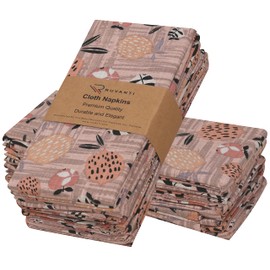 Ruvanti Cloth Napkins Set of 12 Cotton 100%, 18x18 Inches Napkins Cloth Washable, Soft, Absorbent. Cotton Napkins for Parties, Christmas, Thanksgiving, Weddings, Dinner Napkins Cloth - Dusty Palette