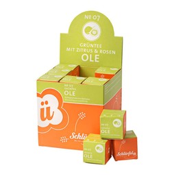 Schlürf Green Tea "Ole" No. 7, Sip Organic Green Tea with Citrus and Roses, Display with 27 Pyramid Tea Bags Individually Wrapped in Cubes, 67.5 g (27 x 2.5 g)