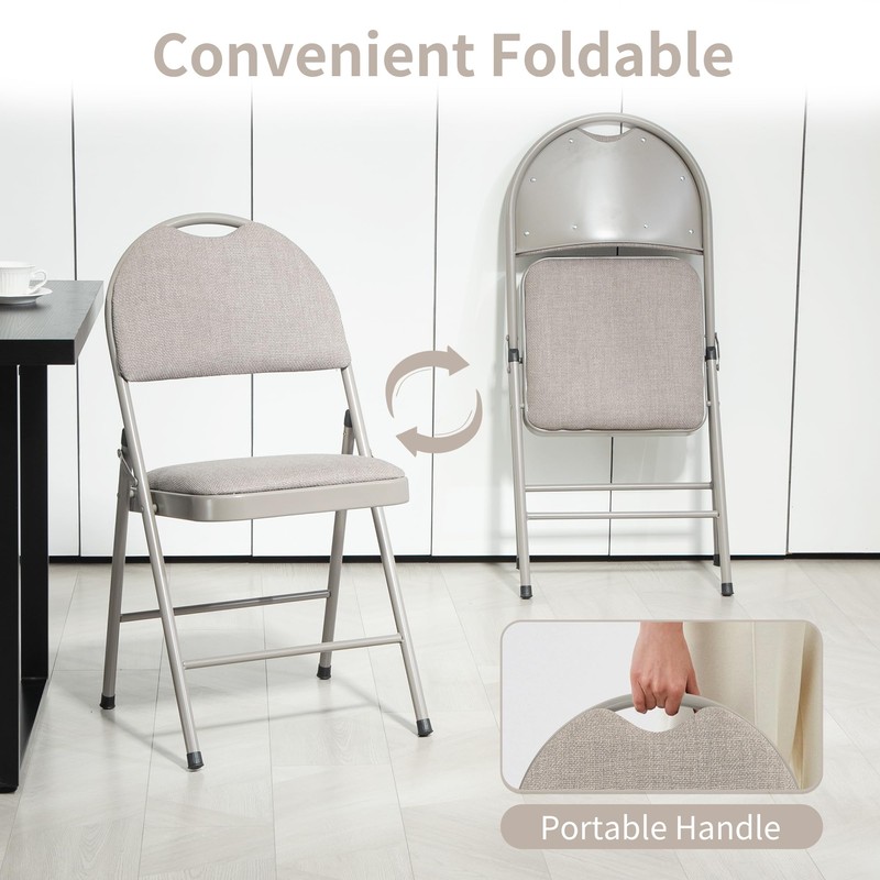 HOMEFUN Folding Chairs with Cushion Padded Folding Chairs 6 Pack