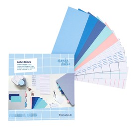 Vaessen Creative 3-in-1 Punch Block-135 Labels in 3 Sizes and 9 Colours-Crafting Making Supplies-Corner Cutter with Blank Cards for Gift Tags, Scrapbooks and Planners, Various, Verschiedene