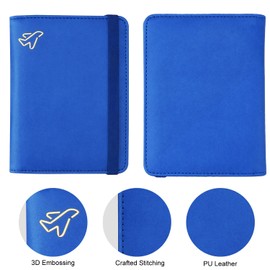 WALNEW Passport Holder, PU Leather Travel Passport Cover Wallet, RFID Passport Case with Card Holder, Travel Essentials for Women Men (Blue)