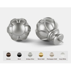 KAMANINA Curtain Rods for Windows, Antique Silver Curtain Rod 32 to 58 Inch(2.6-4.8Ft), 7/8 Inch Single Adjustable Drapery Rods with Decorative Netted Texture End