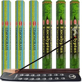 Lemongrass & Eucalyptus Incense Sticks & Holder Bundle Variety Pack from Hem Trumiri Insense Insence