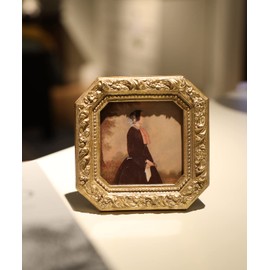 Yulink 3x3 Small Vintage Picture Frame, Mini Antique Ornate Gold Photo Frame, Tiny Retro Octagon frame, for Tabletop and Wall Display, Old Fashioned Photo Gallery Art Decor