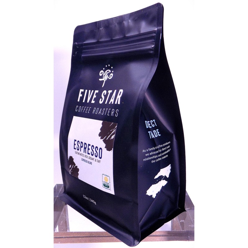 Five Star Coffee Roasters "Espresso" Small Batch Roasting Organic Medium