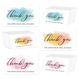 Pack of 90 thank you cards, blank inside of the card, watercolour design thank you cards, thank you cards for wedding, birthday, business, communion