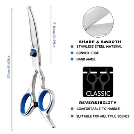 “6.5”Stainless Steel Pet Grooming Scissors Set – Safety Round Tip Curved & Up Curved Shears for Dog Cat Hair Trimming