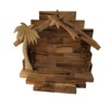 Handcarved Bethlehem Olive Wood Miniature Nativity Scene Set with Stable