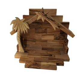 Handcarved Bethlehem Olive Wood Miniature Nativity Scene Set with Stable 12 Pieces (6" Stable NO Figurines)