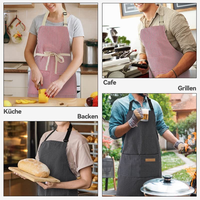 NLUS 2 Pack Kitchen Cooking Aprons, Adjustable Bib Soft Chef