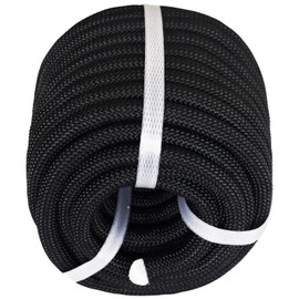 Braided Polyester Arborist Rope 1/2 inch x 50 feet Low Stretch Black Rope - High UV and Abrasion Resistance, Heavy Duty Rope for Pulling Camping Sailing Climbing Swing Tree Work