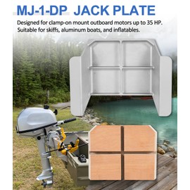 MJ-1-DP 4'' Setback Small Engine Jack Plates Replacement for Outboard Motors Up to 35HP - Manual Add Distance Between Engine and Transom - Marine Grade Mounting Block