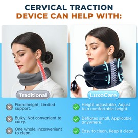 LuxoCare Inflatable Travel Pillow for Airplane - Adjustable Grey Neck Pillow with Magic Strap, Travel Pillows with Eye Mask for Camping, Car, Office-Blue