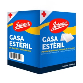 Jaloma | Gasa Estéril Simple 7.5x5 cm, material de curación, caja con 100 sobres
